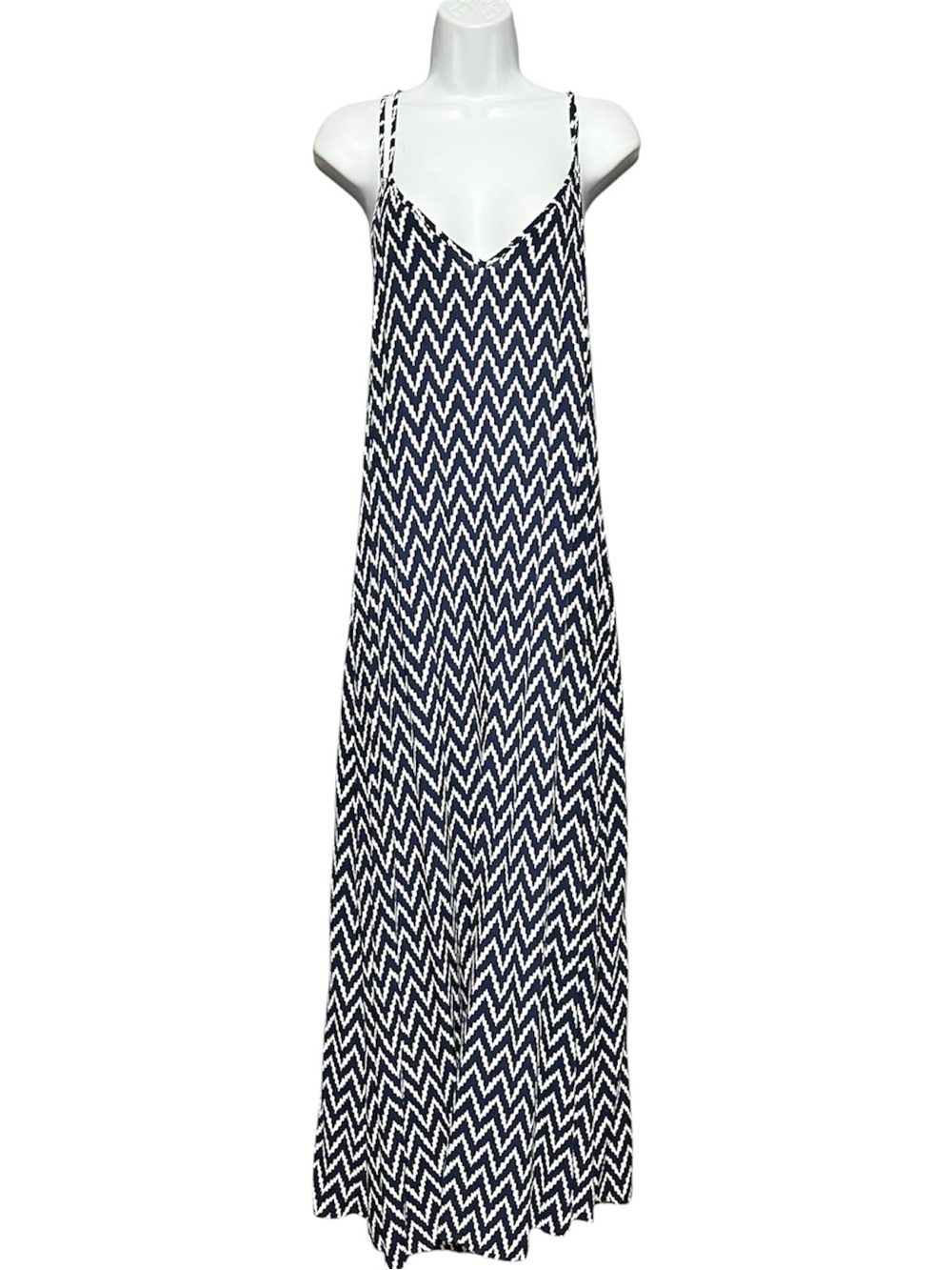 Gap Navy White Chevron Printed Maxi Dress Small